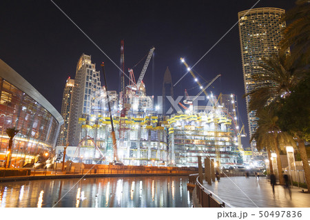 Construction at night with lights Construction at night with lights 50497836