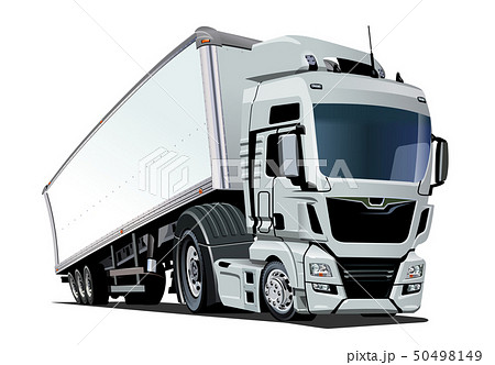 Cartoon Cargo Semi Truck Isolated On Whiteのイラスト素材