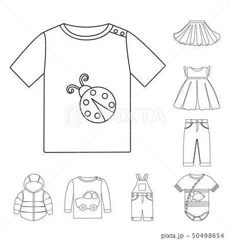 Vector illustration of wear and child symbol. Collection of wear and apparel vector icon for stock. Vector illustration of wear and child symbol. Collection of wear and apparel vector icon for stock. 50498654