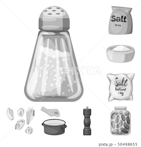 Isolated object of salt and food symbol. Collection of salt and mineral stock symbol for web. Isolated object of salt and food symbol. Collection of salt and mineral stock symbol for web. 50498655