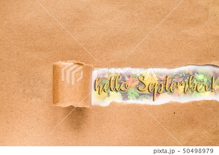 HELLO SEPTEMBER  lettering card. Inscription in 50498979