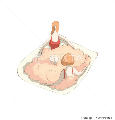 Two women in a bubble bath with foam. Vector illustration on white background. 50499404