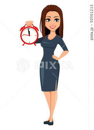 Modern young business woman in gray dress 50501213