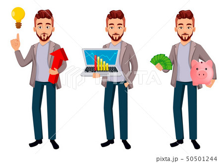 Cartoon character businessman in casual clothes 50501244