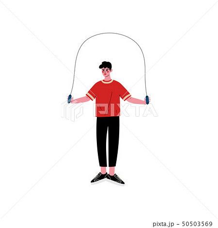 Young Man Skipping With Jump Rope Male Athlete のイラスト素材
