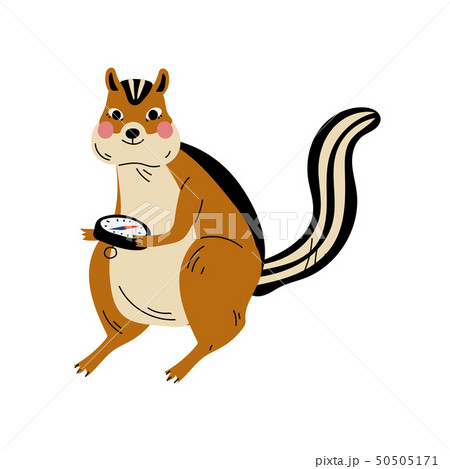 Chipmunk with Compass, Animal Character Having Hiking Adventure Travel or Camping Trip Vector 50505171