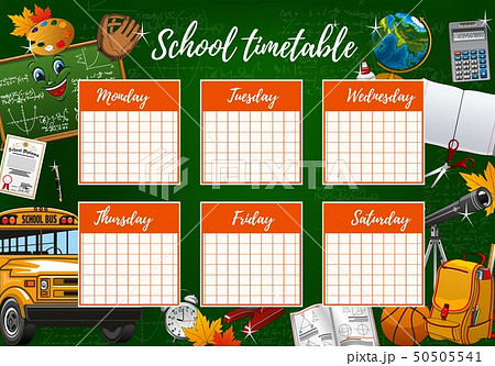 School timetable week schedule, study supplies School timetable week schedule, study supplies 50505541