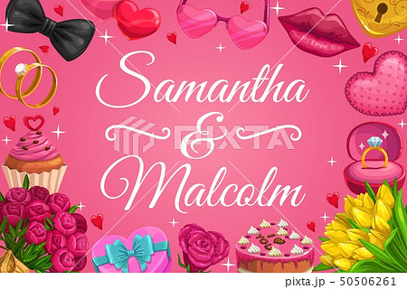 Wedding holiday invitation. Bride and groom names 50506261