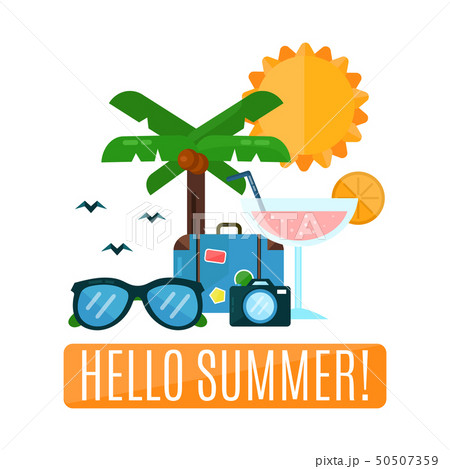 Hello summer concept card. Vector flat  50507359