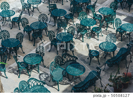 Tables and chairs in center of Valletta, Malta 50508127