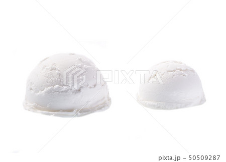 big and small portion of white ice cream isolated 50509287