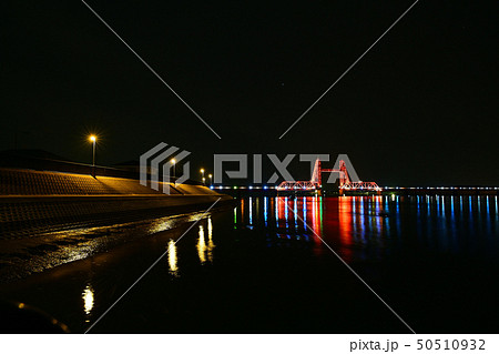 筑後川昇開橋 夜景 ライトアップ 筑後川昇開橋 夜景 ライトアップ 50510932