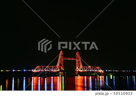 筑後川昇開橋　夜景　ライトアップ 50510933