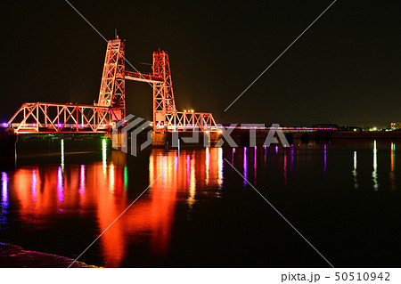 筑後川昇開橋 夜景 ライトアップ 筑後川昇開橋 夜景 ライトアップ 50510942