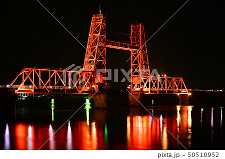 筑後川昇開橋　夜景　ライトアップ 50510952
