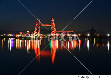 筑後川昇開橋　夜景　ライトアップ 50510963