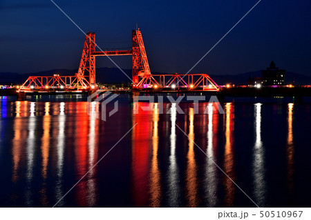 筑後川昇開橋　夜景　ライトアップ 50510967