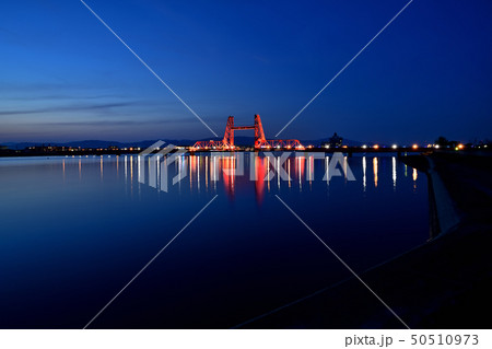 筑後川昇開橋　夜景　ライトアップ 50510973