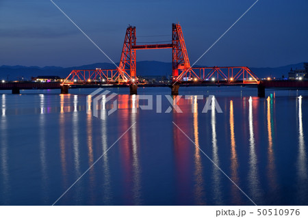 筑後川昇開橋 夜景 ライトアップ 筑後川昇開橋 夜景 ライトアップ 50510976