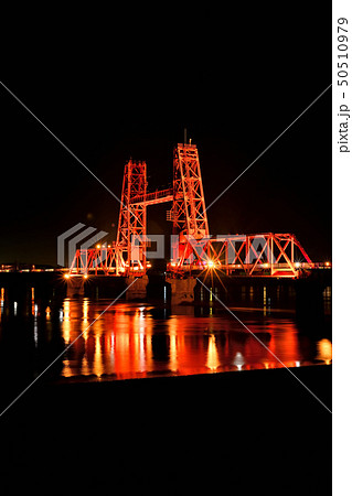 筑後川昇開橋 夜景 ライトアップ 筑後川昇開橋 夜景 ライトアップ 50510979