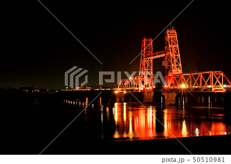 筑後川昇開橋 夜景 ライトアップ 筑後川昇開橋 夜景 ライトアップ 50510981