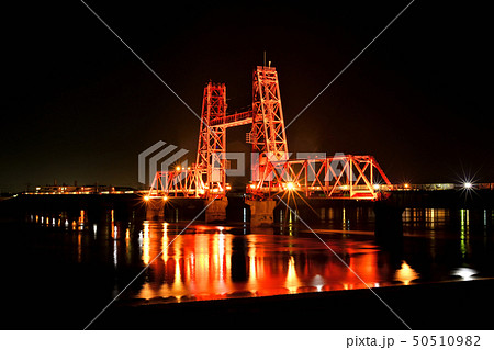 筑後川昇開橋　夜景　ライトアップ 50510982