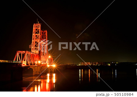 筑後川昇開橋 夜景 ライトアップ 筑後川昇開橋 夜景 ライトアップ 50510984