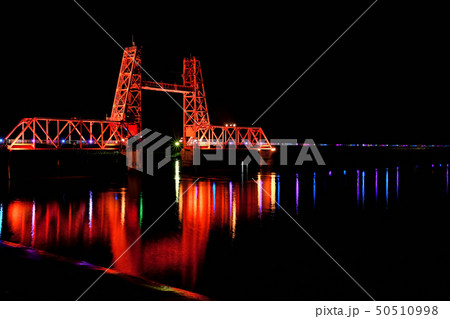 筑後川昇開橋 夜景 ライトアップ 筑後川昇開橋 夜景 ライトアップ 50510998