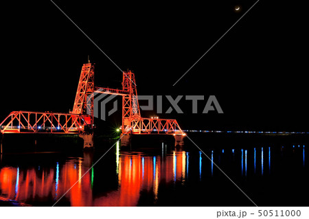 筑後川昇開橋 夜景 ライトアップ 筑後川昇開橋 夜景 ライトアップ 50511000