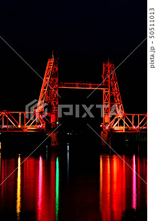 筑後川昇開橋 夜景 ライトアップ 筑後川昇開橋 夜景 ライトアップ 50511013