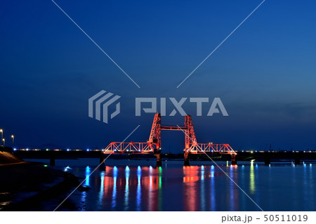筑後川昇開橋 夜景 ライトアップ 筑後川昇開橋 夜景 ライトアップ 50511019