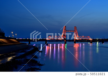 筑後川昇開橋 夜景 ライトアップ 筑後川昇開橋 夜景 ライトアップ 50511021