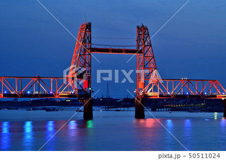 筑後川昇開橋　夜景　ライトアップ 50511024