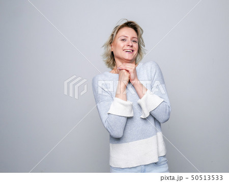 Shocked woman in studio. 50513533