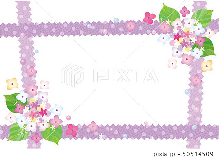紫陽花のフレーム ポストカード 横 背景素材のイラスト素材
