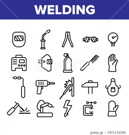 Welding Equipment Linear Icons Vector Set Welding Equipment Linear Icons Vector Set 50515696