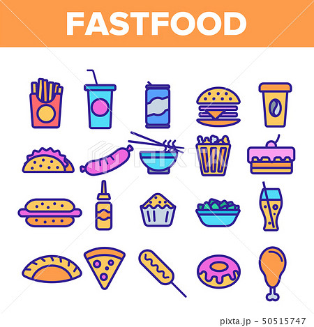 Fastfood Linear Vector Icons Set Thin Pictogram Fastfood Linear Vector Icons Set Thin Pictogram 50515747