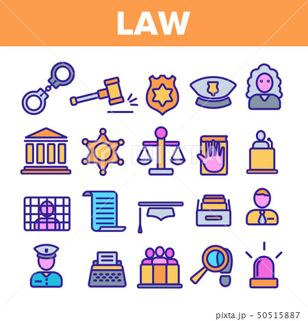 Law and Order Linear Vector Icons Set 50515887