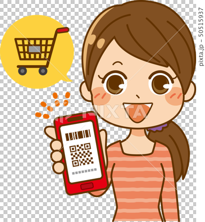 Woman doing barcode payment Woman doing barcode payment 50515937