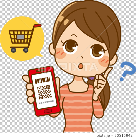 Woman doing barcode payment Woman doing barcode payment 50515942