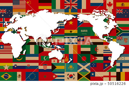 世界国旗ポスター 世界地図 のイラスト素材