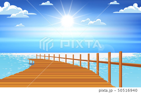 landscape of wood bridge at the beach 50516940