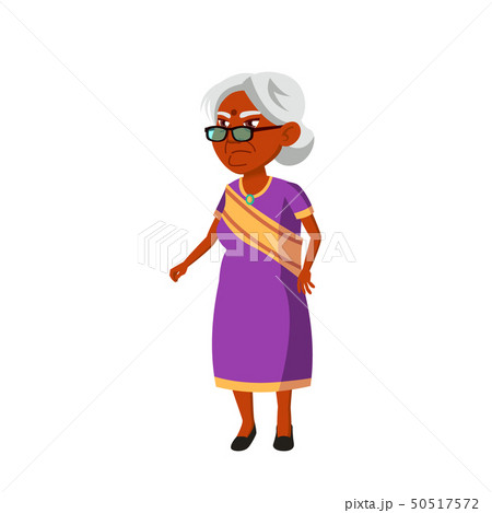 Indian Old Woman Vector. Elderly People. Senior Person. Isolated Cartoon Illustration 50517572