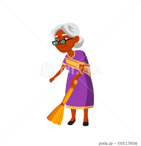 Indian Old Woman Vector. Elderly People. Senior Person. Isolated Cartoon Illustration 50517600