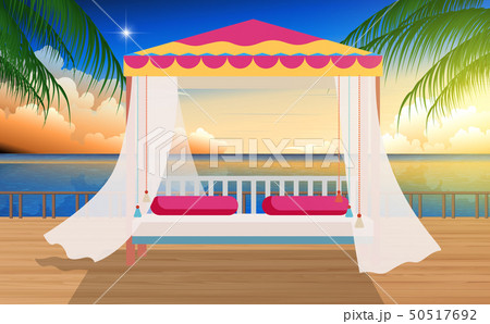 Outdoor cabana bed on the wooden floor 50517692
