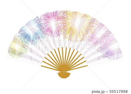 花火 扇子 和紙 背景 のイラスト素材