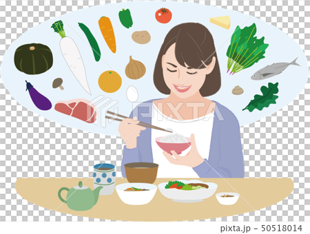 食事をとる女性８（栄養バランス） 50518014