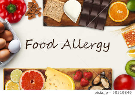 Set of allergic food with black text Set of allergic food with black text 50519849