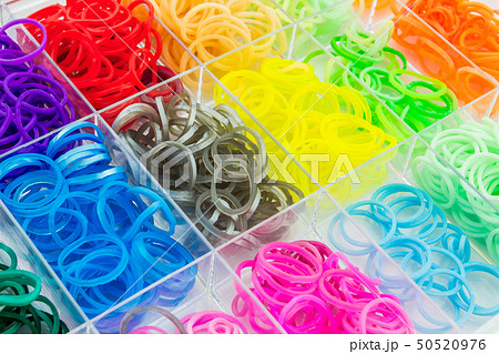 Colorful of elastic loom bands. Colorful of elastic loom bands. 50520976