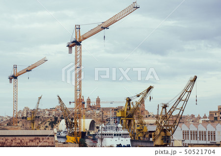 Cranes in the port, Malta, Three cities 50521704